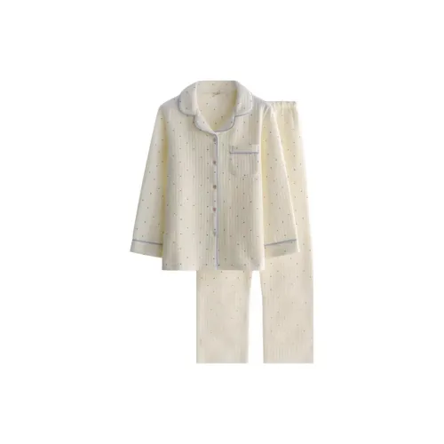 METE WHALE MT Pajama Set Women's Milk White Dot