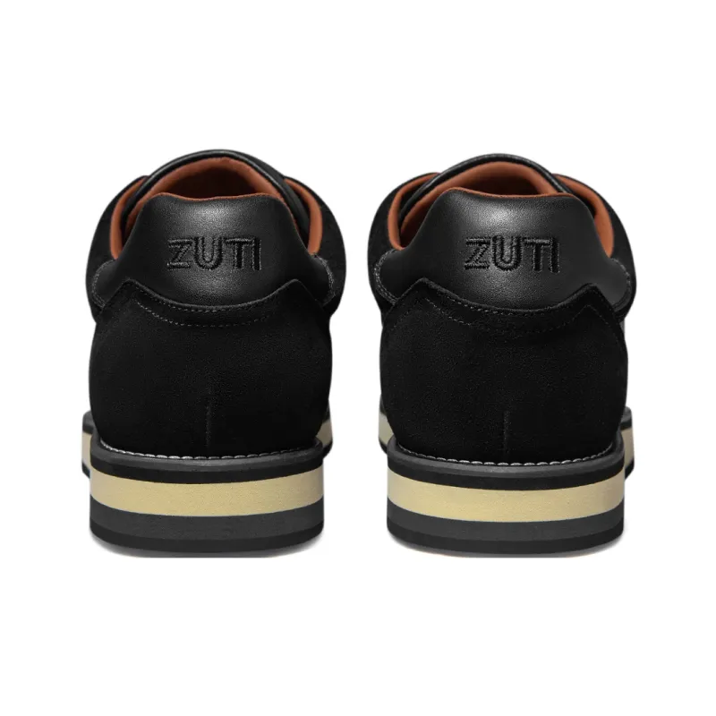 Zuti Vintage Versatile Patchwork Velvet Skateboard Shoes Low-Top Casual Shoes Men's Black-3