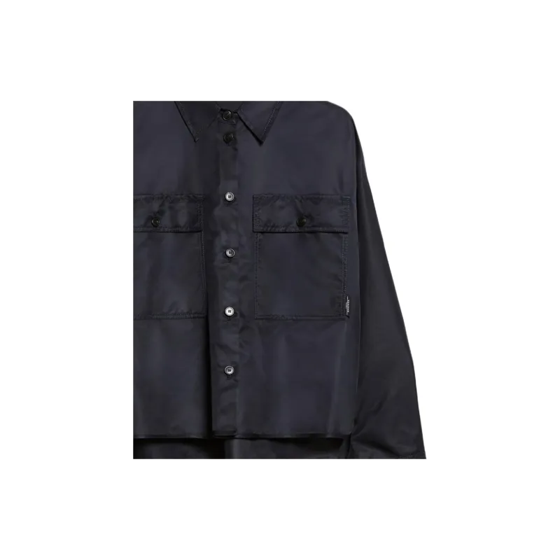 WEEKEND MaxMara Cremona Collection Cropped Shirt In Water Repellent Twill Shirt Women's Blue-5