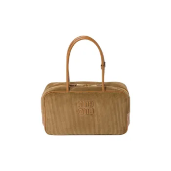 MIU MIU Fabric Handbag Women's Cinnamon