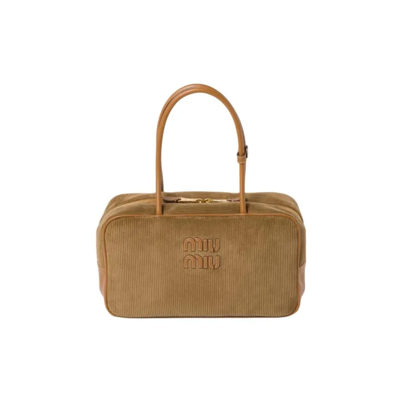 MIU MIU Fabric Handbag Women's Cinnamon-0