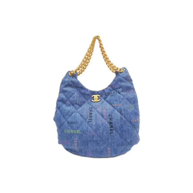CHANEL Denim Hobo Bag, Handbag, Shoulder Bag Women's Blue-0
