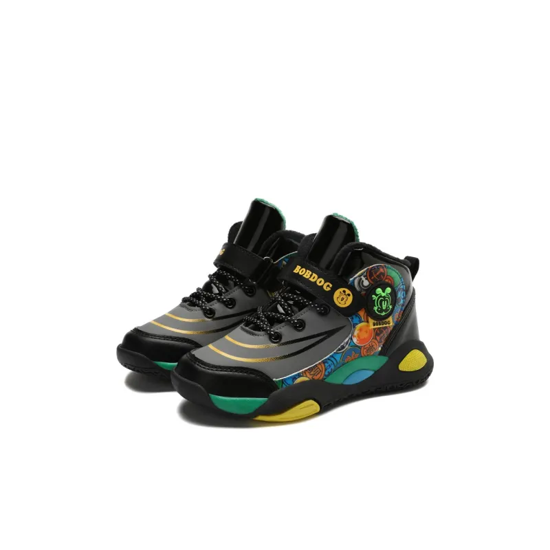 BOBDOG Slip Resistant Cushioning Wear Resistant Warm Mid Top Children's Basketball Shoes Kids'-1