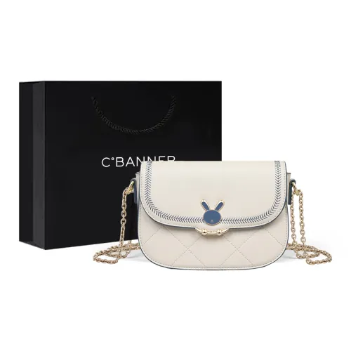 C°BANNER Cow Leather With Synthetic Leather Shoulder Bag, Crossbody Bag Regular Women's Ecru