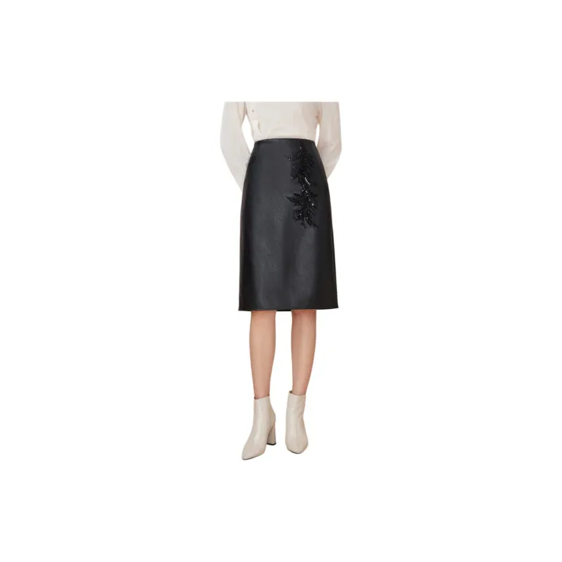 BBLLUUEE Leather Short Skirts Women's Rendering Black-1