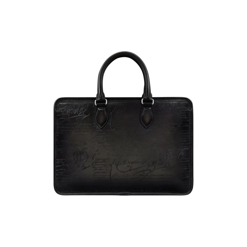 BERLUTI Leather Briefcases Small Size Men's Black-3