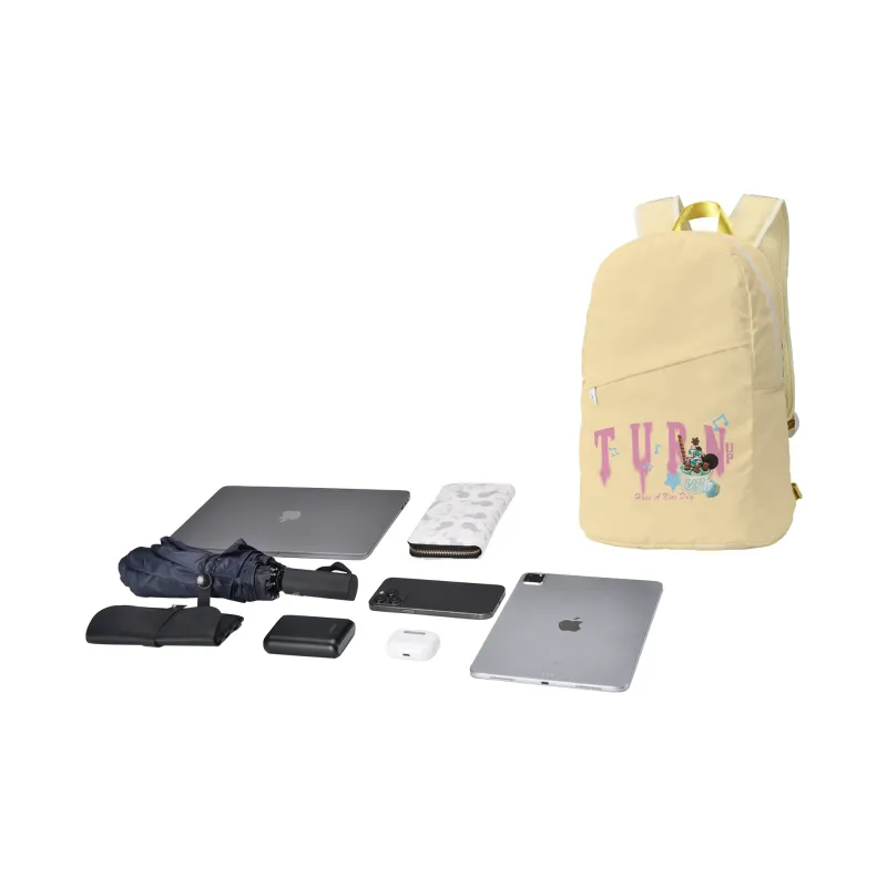 TURN UP Polyester Students Backpack Unisex Yellow-4