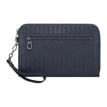 Bottega Veneta Leather Clutch Men's Dark Blue