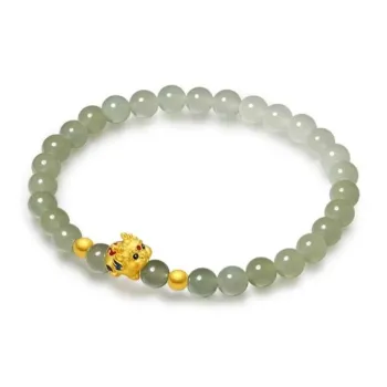 KING TAI SANG Hetian Jade Bracelets Pale Greenish White Jade Unisex