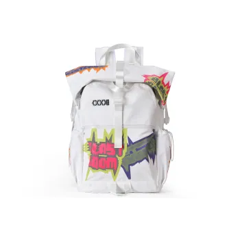 COEXISTENCE Polyester Water Repellent Stain Resistant Backpack Travel Bag Regular Unisex White