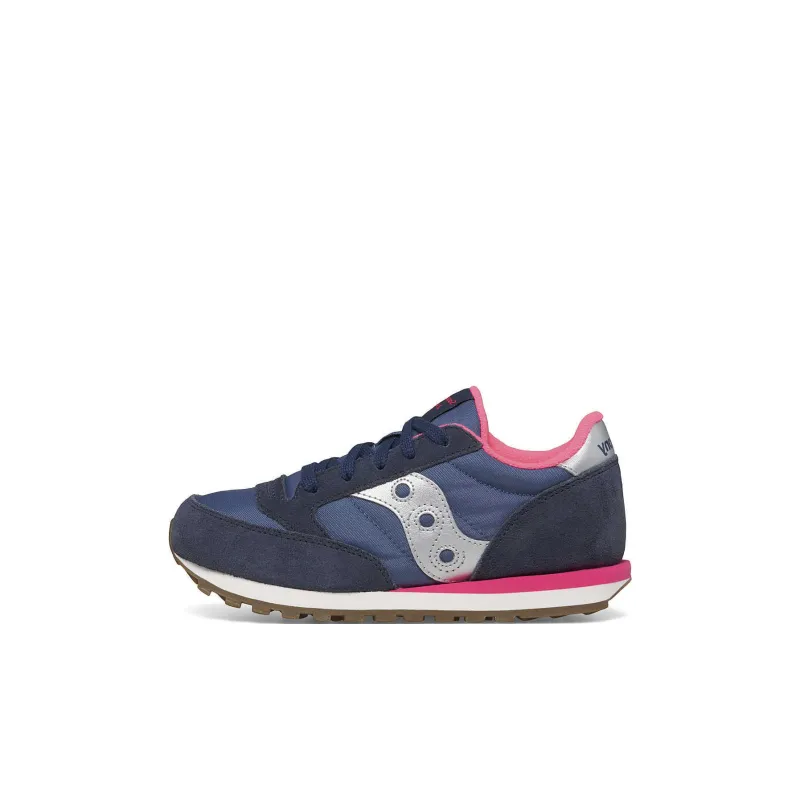 Saucony Jazz Original Anti-Slip Wear-Resistant Low-Top Kids Lifestyle Shoes Marine Blue Silver Pink Kids'-0