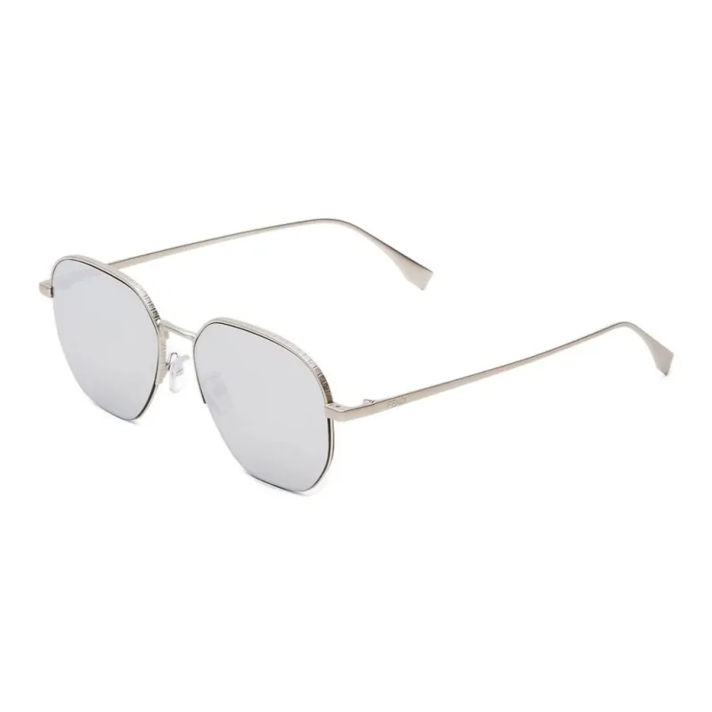 FENDI Metal Oval Sunglasses Men's Silver-0