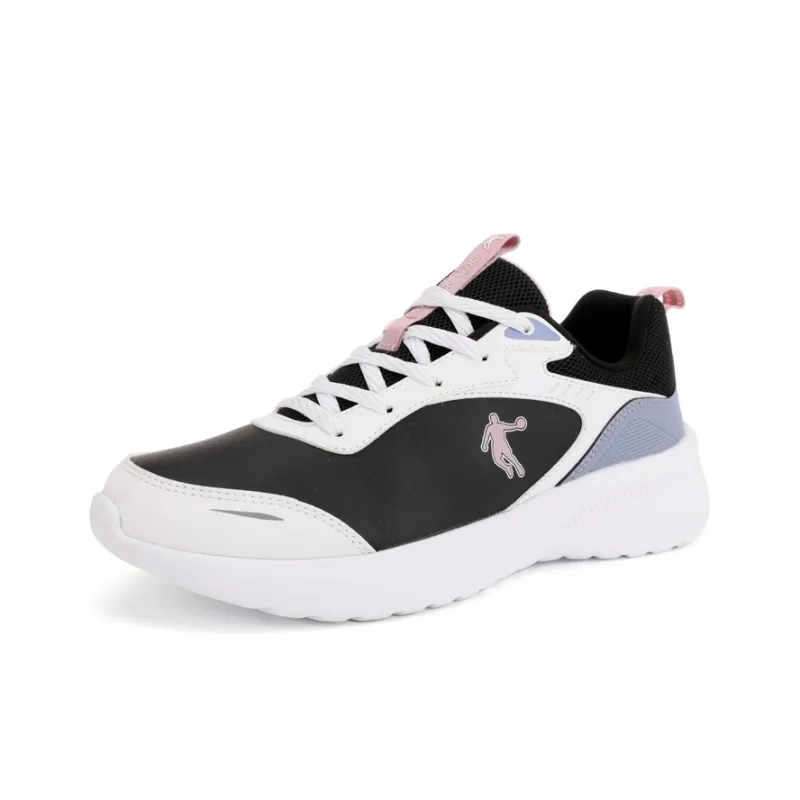 QIAODAN Cushioned Wear-Resistant Water-Resistant Low-Top Casual Running Shoes Women's Black White-2