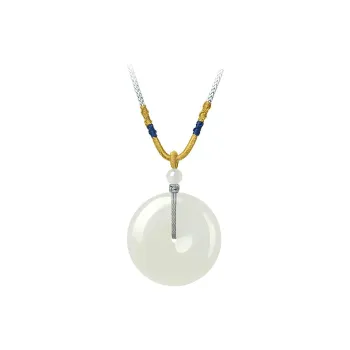 Artisan Lock Heart Jade Hetian Jade Necklaces Pale Greenish White Jade Women's