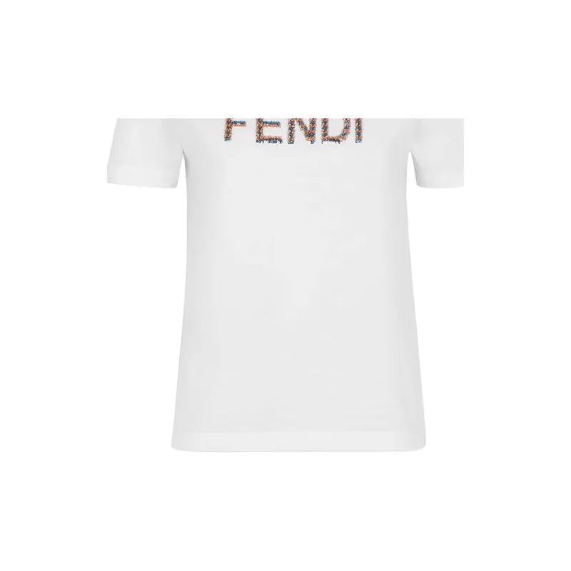 FENDI Logo Detailed Crewneck T Shirt-5