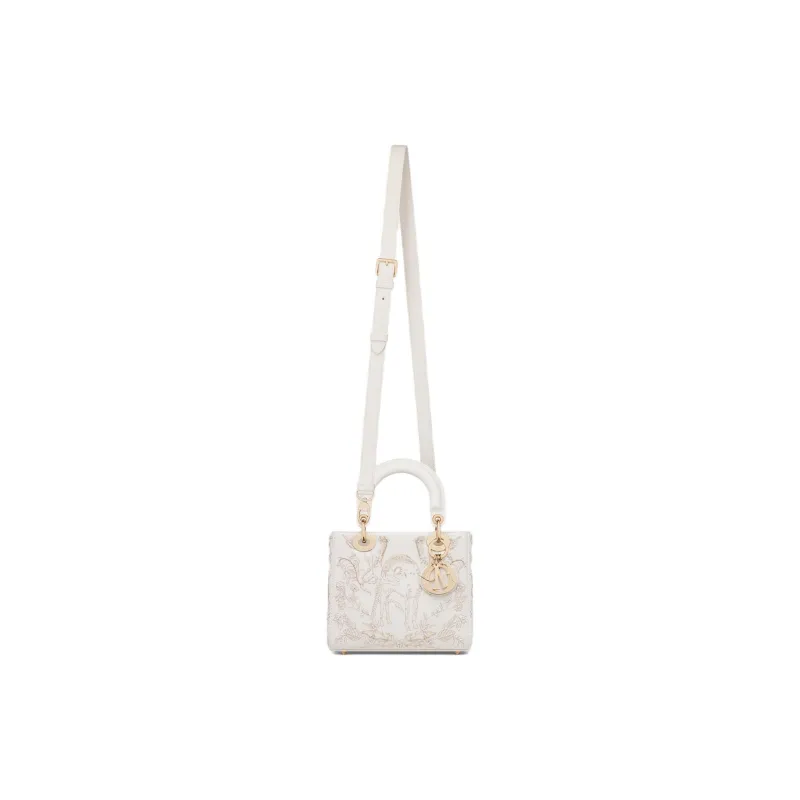 DIOR Lady Dior Lambskin Shoulder Bag, Crossbody Bag, Handbag Small Size Women's White-1