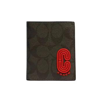 COACH Coated Canvas Wallet Unisex Olive
