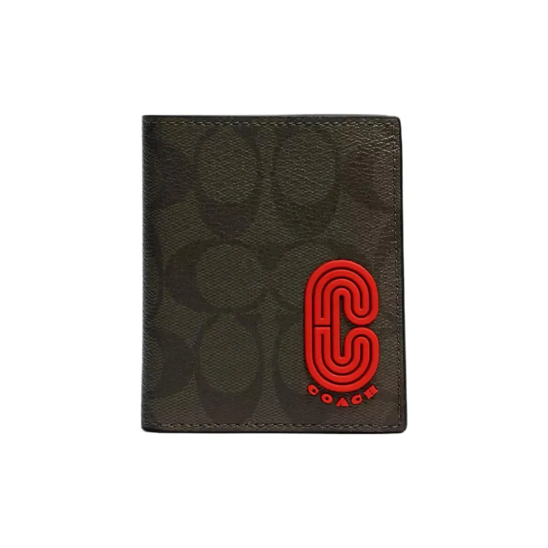COACH Coated Canvas Wallet Unisex Olive-0
