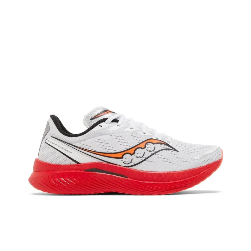 Saucony Endorphin Speed 3 Cushioned Slip Resistant Low Top Running Shoes Unisex White Red-1