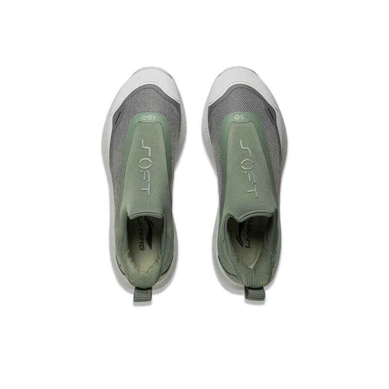 LiNing SOFT GO Anti Slip Wear Resistant Low Top Casual Shoes Men's Gray Green-3