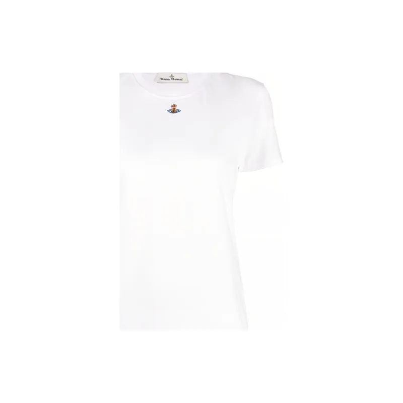 Vivienne Westwood Orb Logo embroidery Cotton T shirt-5