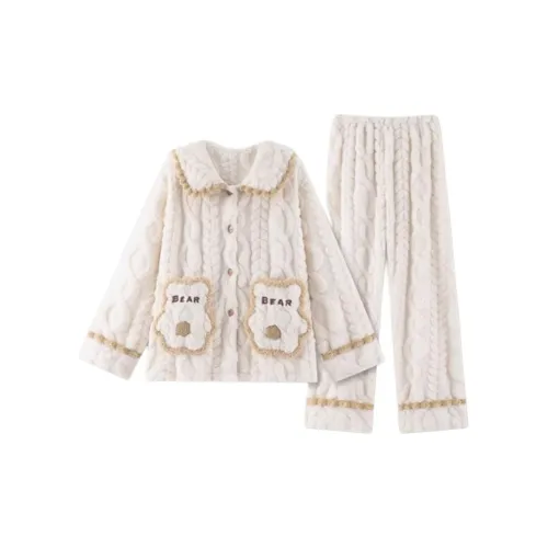 METE WHALE MT Pajama Set Women's Milk White