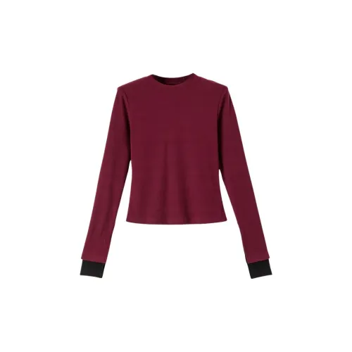 Late White T Shirt Women's Deep Red
