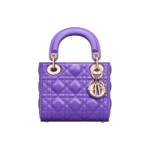 DIOR Lady Dior Wicker Pattern Lambskin Dior Bag Shoulder Bag Crossbody Bag Handbag Mini Women's Dark Purple