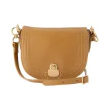 LONGCHAMP Cavalcade Leather Saddle Bag Shoulder Bag Crossbody Bag Women's Natural Camel Brown