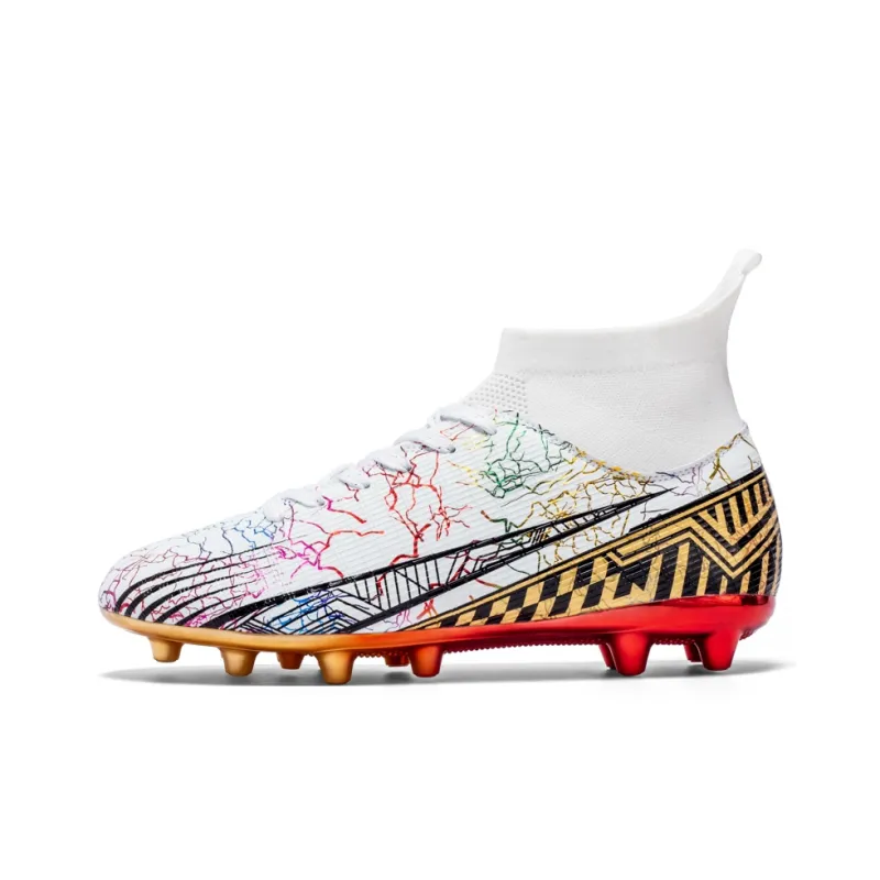 BIANSULONG Soccer Shoes Unisex Low Top White Gold-0