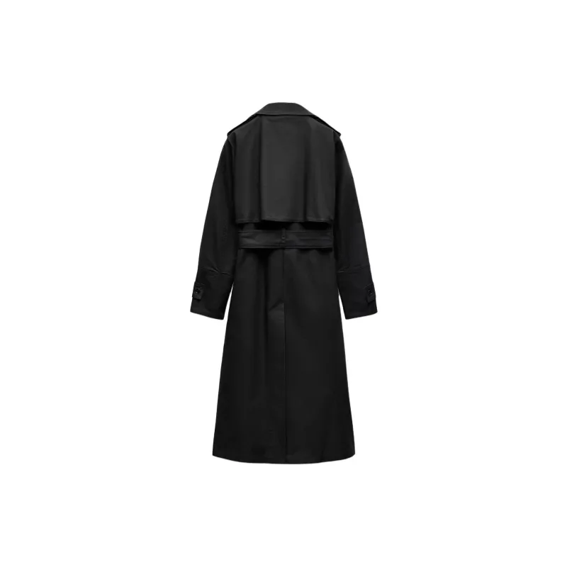 ZARA ZW Series Trench Coat Women's Black-1
