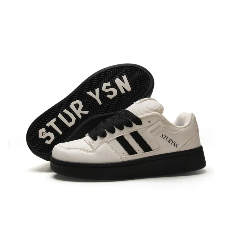 STUR YSN Wear resistant And Lightweight Low Top Skateboard Shoes Unisex White Black-5