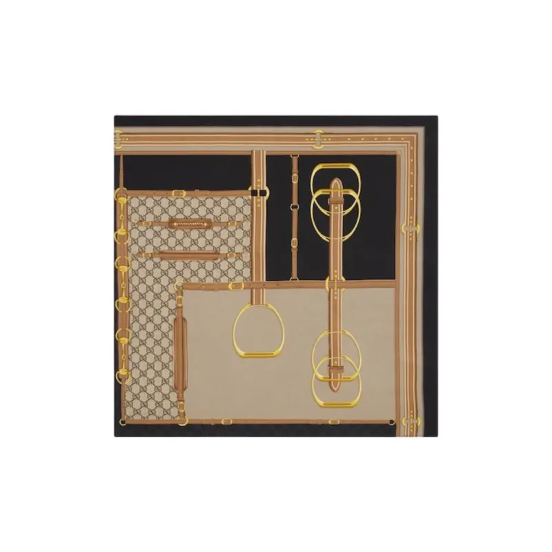 GUCCI Silk Scarves Unisex Black-1