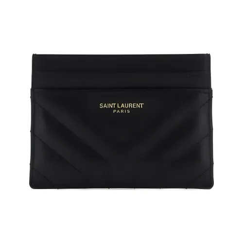 SAINT LAURENT Joan Cow Leather Card Holder Wallet Card Clip Women's Black