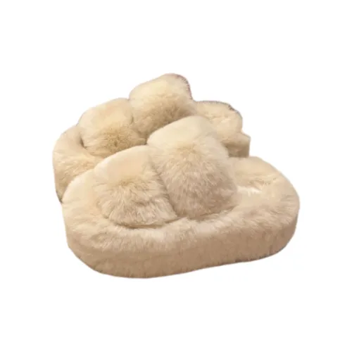 Yalu Preferred Fuzzy Slippers For Women's, Fall And Winter Platform Petite Cotton Slippers