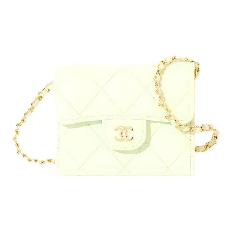 CHANEL Grain Embossed Calfskin Evening Bag, Shoulder Bag, Crossbody Bag Women's Light Green-0