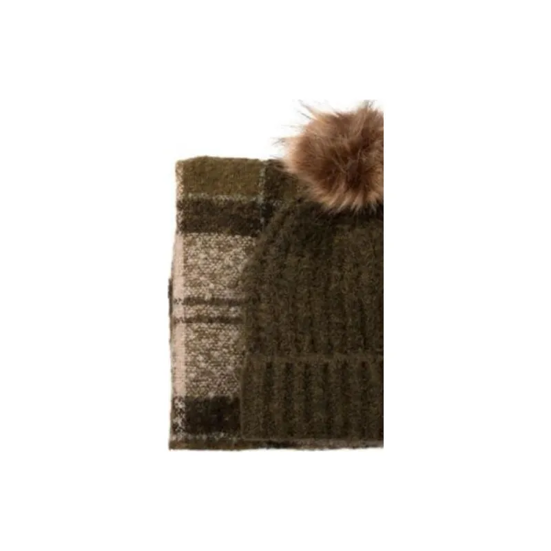 BARBOUR Saltburn Tartan Scarf & Beanie Knitted Set-1