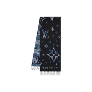 LOUIS VUITTON Sheep Wool Knit Scarves Men's Black