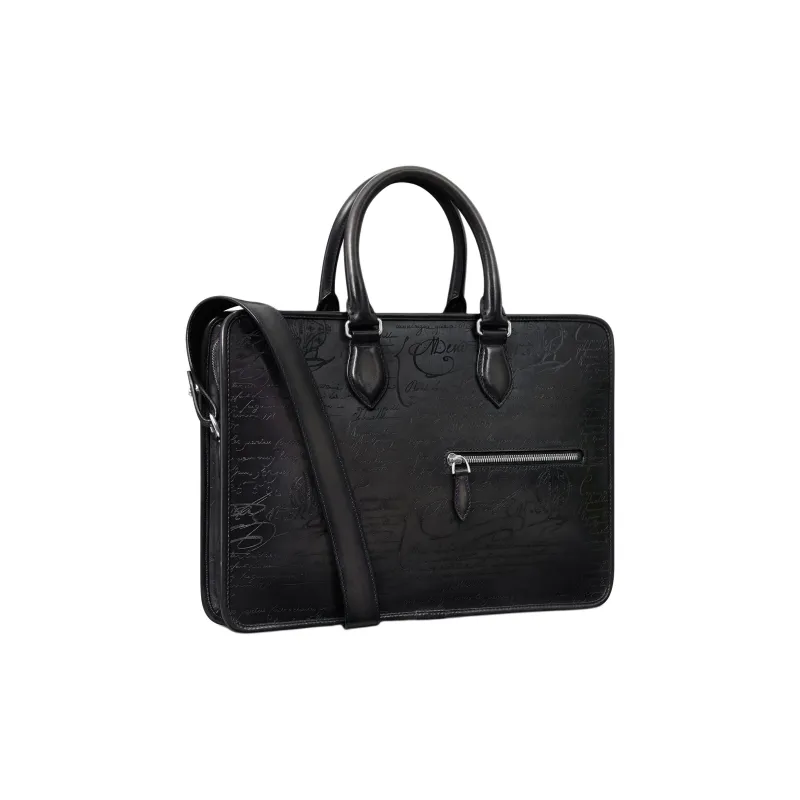 BERLUTI Leather Briefcases Small Size Men's Black-1