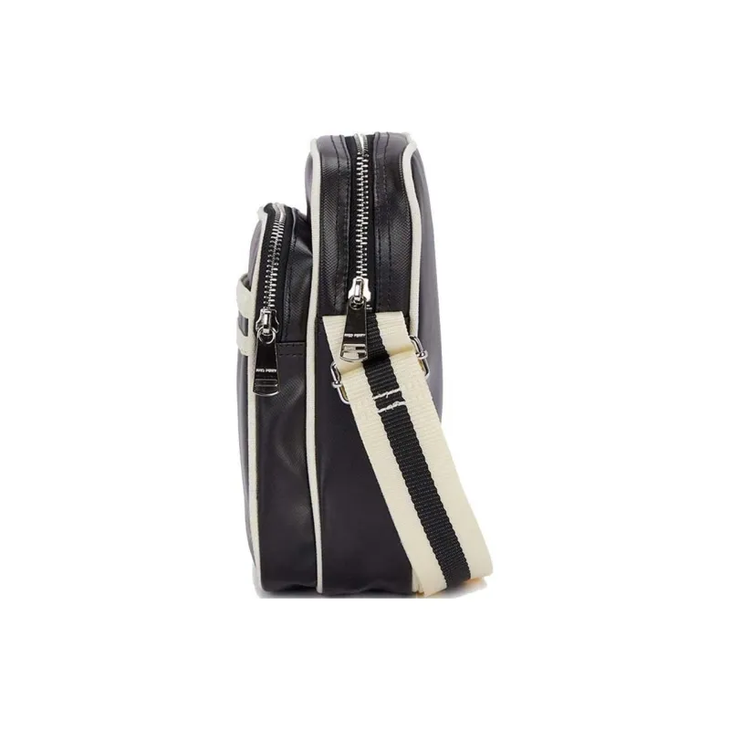 FRED PERRY Recycled Polyester Crossbody Bag, Shoulder Bag Regular Unisex Black & Beige-2