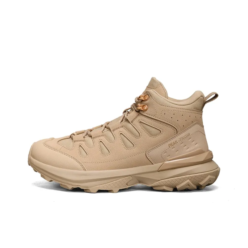 PEAK Cushioning Anti-Slip And Wear-Resistant High-Top Hiking Shoes Men's Sand Yellow-0