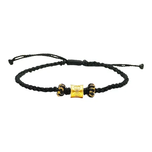 WANBAOYUANZHUBAO Good Luck Money Pattern, Fortune Bead, Woven Hand Rope 5G 999 Solid Gold Fixed Price Bracelets Unisex