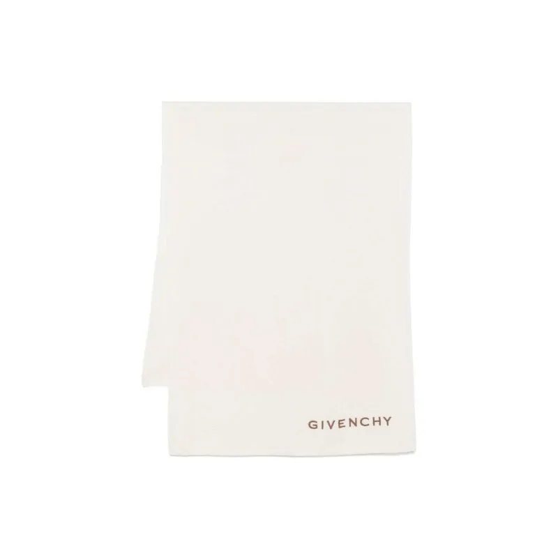 GIVENCHY Wool Knit Scarves Women's Beige/Brown-0