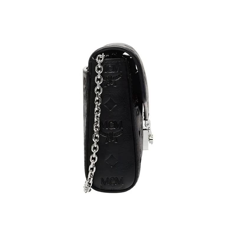 MCM Millie Visetos PVC Envelope Bag, Shoulder Bag, Crossbody Bag Medium Size Women's Black-3