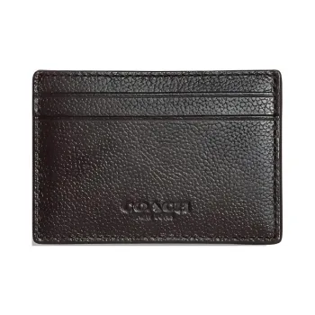 COACH Card Case Cow Leather Card Holder, Wallet Men's Black