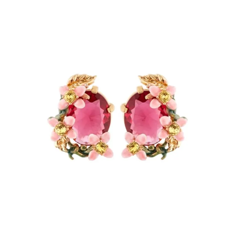 LES NEREIDES Gold Plated Clip On Earrings Women's Pink-4