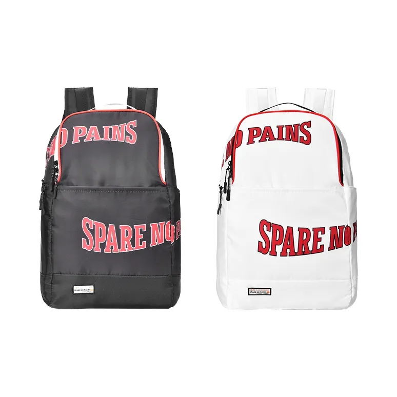 Spare No Pains. Polyester Basketball Backpack Regular Unisex Black Red-19