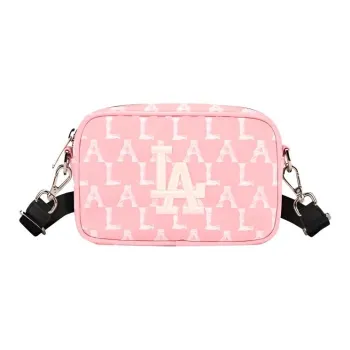 MLB Monogram Collection Nylon Fabric Shoulder Bag, Crossbody Bag Regular Unisex Cherry Blossom Pink