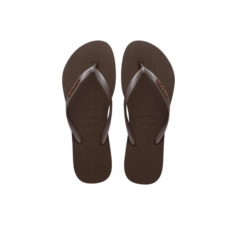 Havaianas Rubber Sole Slip Resistant Flip Flops Women's Dark Brown-4