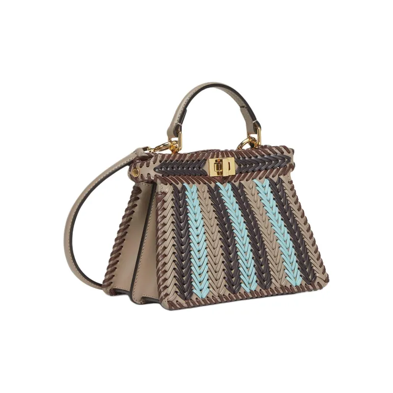 FENDI Peekaboo ISeeU Calfskin Shoulder Bag, Crossbody Bag, Handbag Trumpets Women's Dove Gray With Multicolor-1